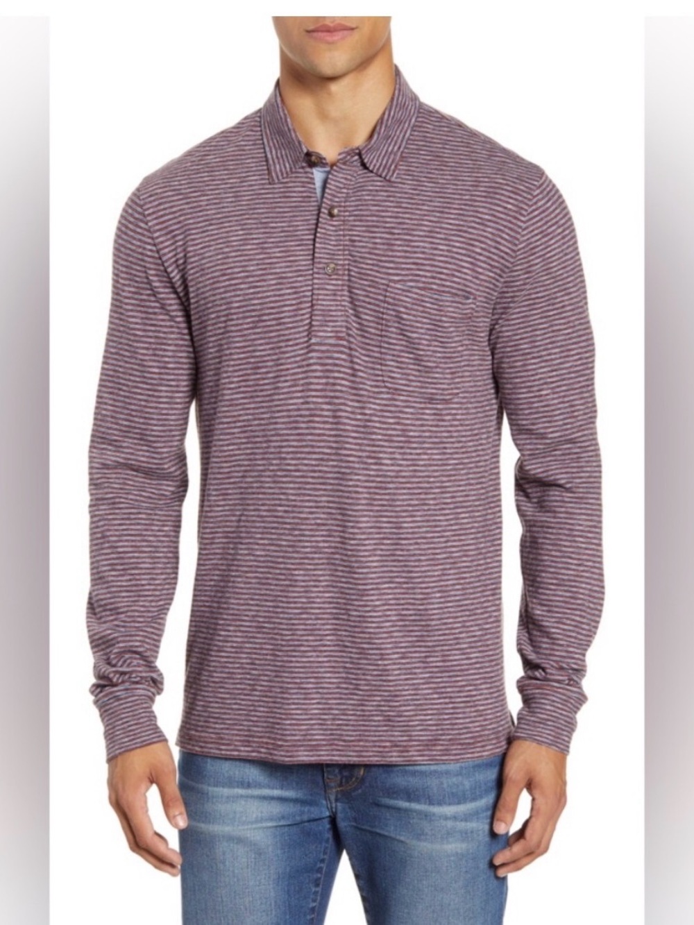 Faherty | Movement & Trade Heathered Striped Polo Shirt Men’s L